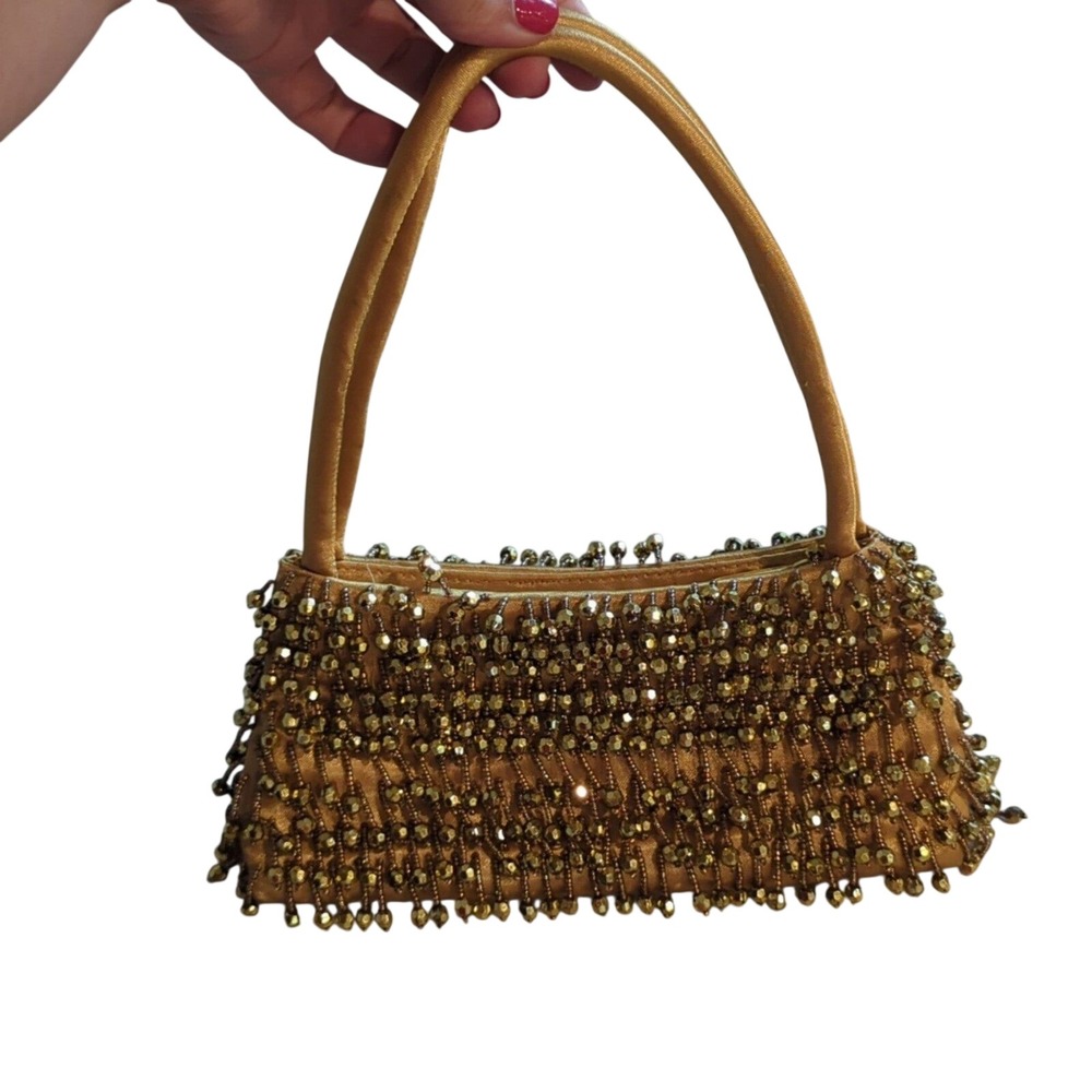 Fellini Gold Beaded Evening Handbag
